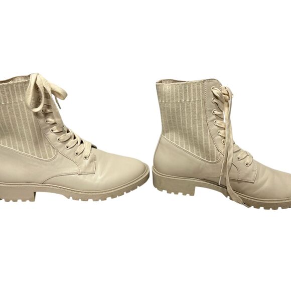 Crown & Ivy Alexis Sweater Hiker Boots Women’s Size 8 Beige Lace-Up Chunky Sole - Picture 3 of 6